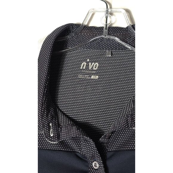 Women's NVO Athletic Performance Golf Polo Micro Dot Navy Blue White Collar - Picture 3 of 6